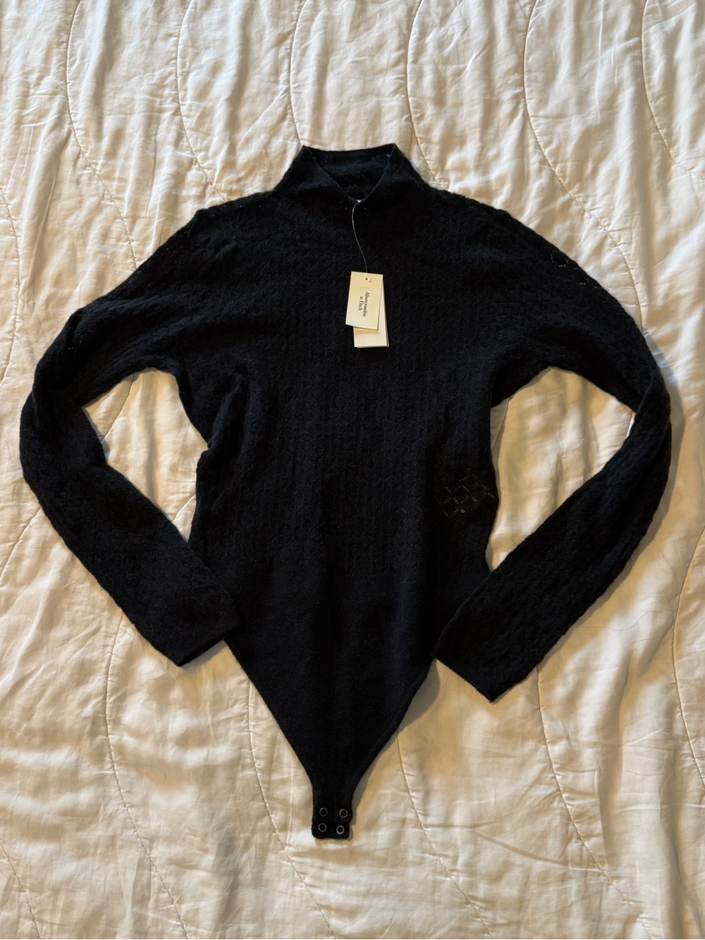 Abercrombie Black Long-Sleeve Turtleneck Bodysuit Knitted Sweater